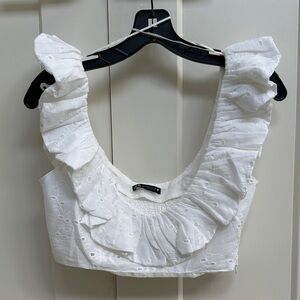 Zara White Ruffled Blouse